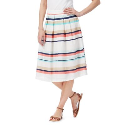 Multi-coloured pleated stripe print skirt